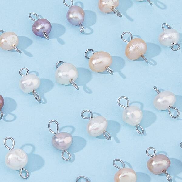 Natural Cultured Freshwater Pearl Connector Charms
