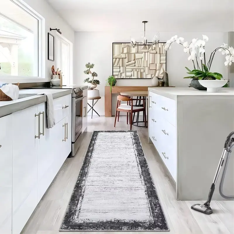 Garvee Bordered Area Rug 2x6 Modern Rug Runner Washable Mat Vintage Entryway Runners Indoor Hallway Kitchen Runners Contempor...