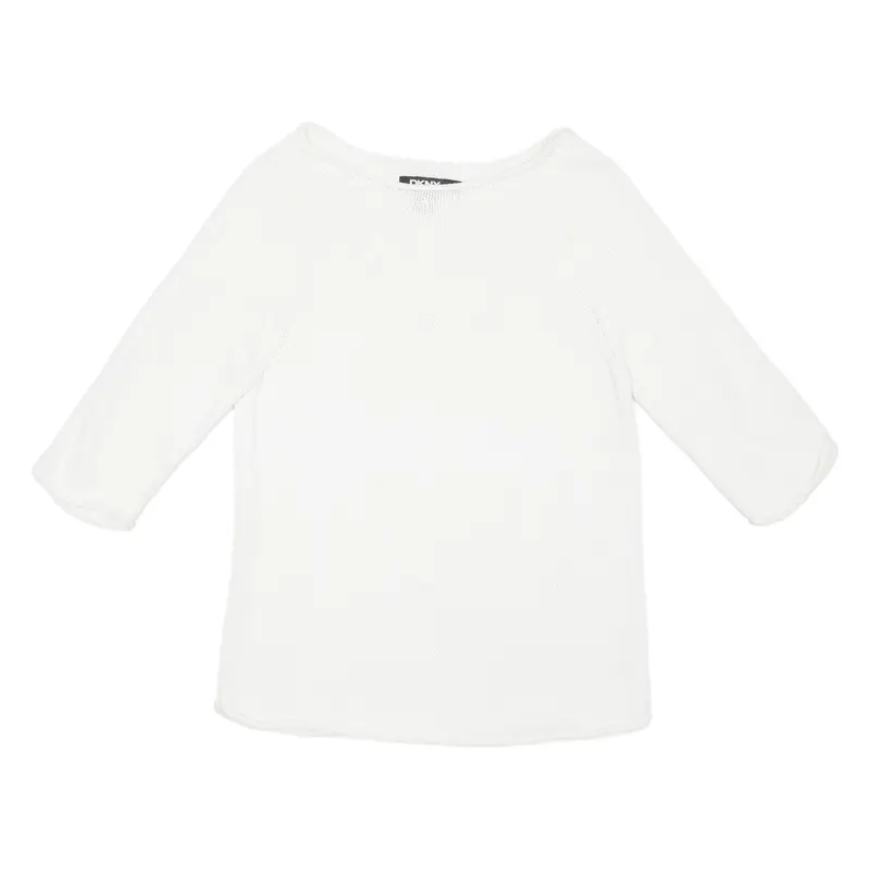 DKNY Womens Jumper White Tight Knit 3/4 Sleeve L