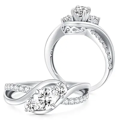 18K White Gold 1 CT Moissanite Custom Engraving & Engagement Ring