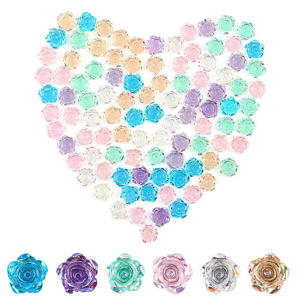 180Pcs 6 Colors Transparent Resin Cabochons