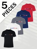 5-piece men's daily casual short-sleeved crew neck T-shirt, breathable and lightweight, suitable for summer sports and leisur...