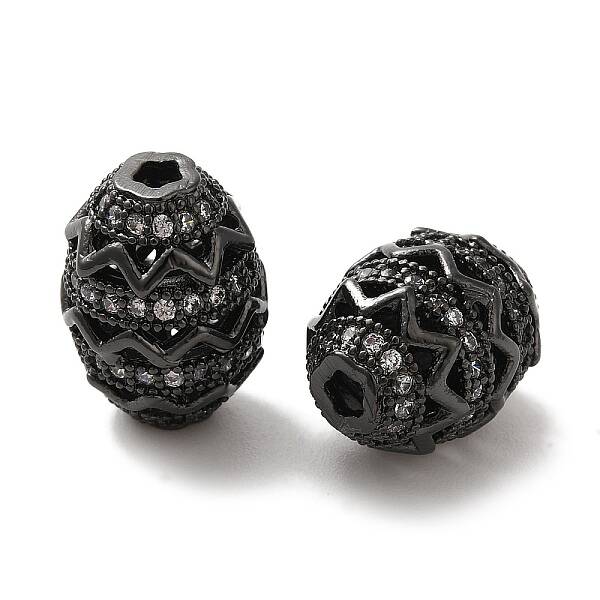Brass Micro Pave Cubic Zirconia Beads