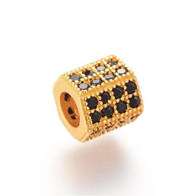 Brass Micro Pave Cubic Zirconia Beads