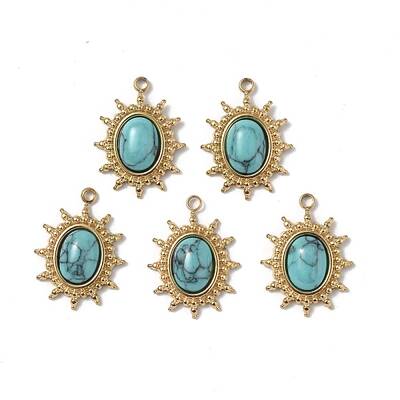 PVD Vacuum Plating 201 Stainless Steel Natural Turquoise Pendants