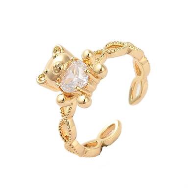 Brass Micro Pave Cubic Zirconia Open Cuff Rings