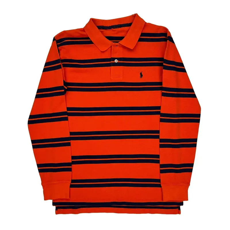 Polo By Ralph Lauren Striped Long Sleeve Polo Shirt - Small Black Cotton