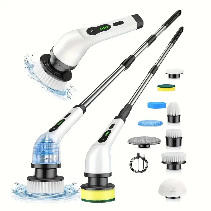 Electric Spin Scrubber, Cordless Shower Scrubber with 9 Replaceable BrushHeads, Electric Cleaning Brush with Dual Speeds & Ex...