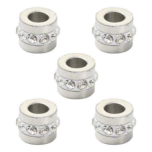 201 Stainless Steel Polymer Clay Rhinestone Inlaid Beads