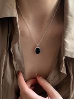 Oval Cut Artificial Gemstone Pendant Necklace for Women, Elegant All-match Jewelry for Girls Gift, Female Classic Fashion Acc...