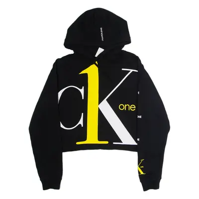 CALVIN KLEIN JEANS Cropped Womens Black Hoodie S