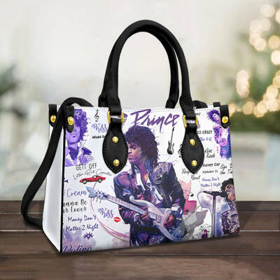Prince Purple Women Leather Tote Bag