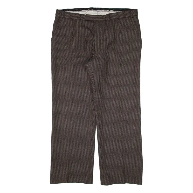 Striped Mens Trousers Brown Loose Straight W36 L28