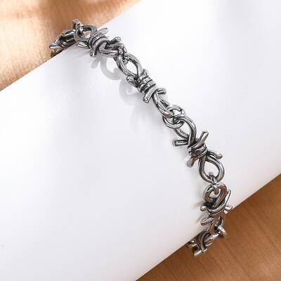 316 Surgical Stainless Steel Large Barbed Wire Link Chain Bracelets for Men Women