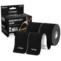 CKeep Precut Athletic Tape (2 Rolls), Original Cotton Elastic Premium Sports Tape, 33 ft, 40 Precut Strips (Black) Trainer Ba...