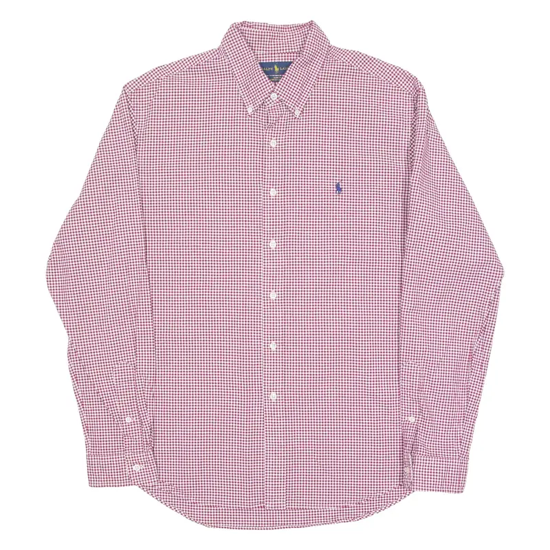 RALPH LAUREN Mens Shirt Maroon Gingham Long Sleeve XL