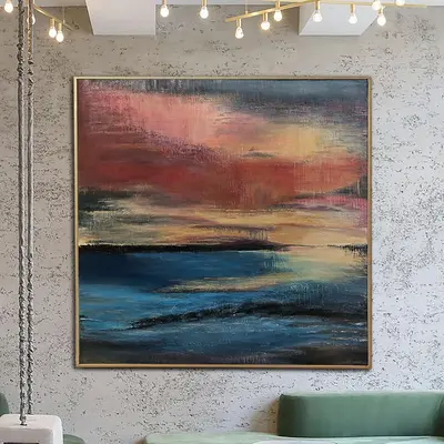 Original Sea Painting Gold Sunset Art Abstract Acrylic Painting Extremely Unique Painting | BREATH OF NATURE