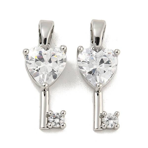 Brass Micro Pave Clear Cubic Zirconia Pendants