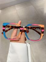 Spring Summer New Minimalist Casual Tortoiseshell Eyeglasses for Women for Everyday Use, Trendy Large Square Frame Glasses Tr...