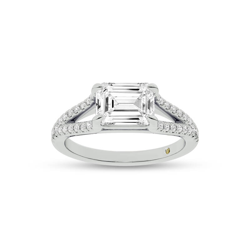 Delhi Split Shank Emerald Cut Lab Grown Diamond Engagement Ring | 14K White Gold 1 3/4 CT. TW.