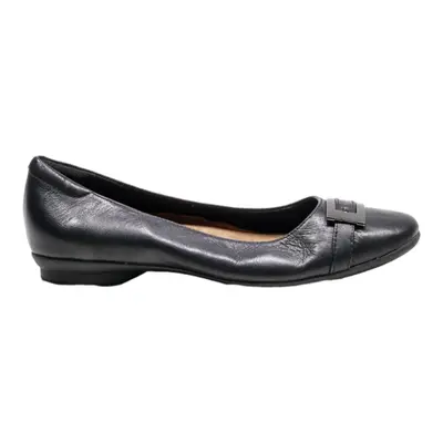 CLARKS Ballet Shoes Black Leather Womens UK 4