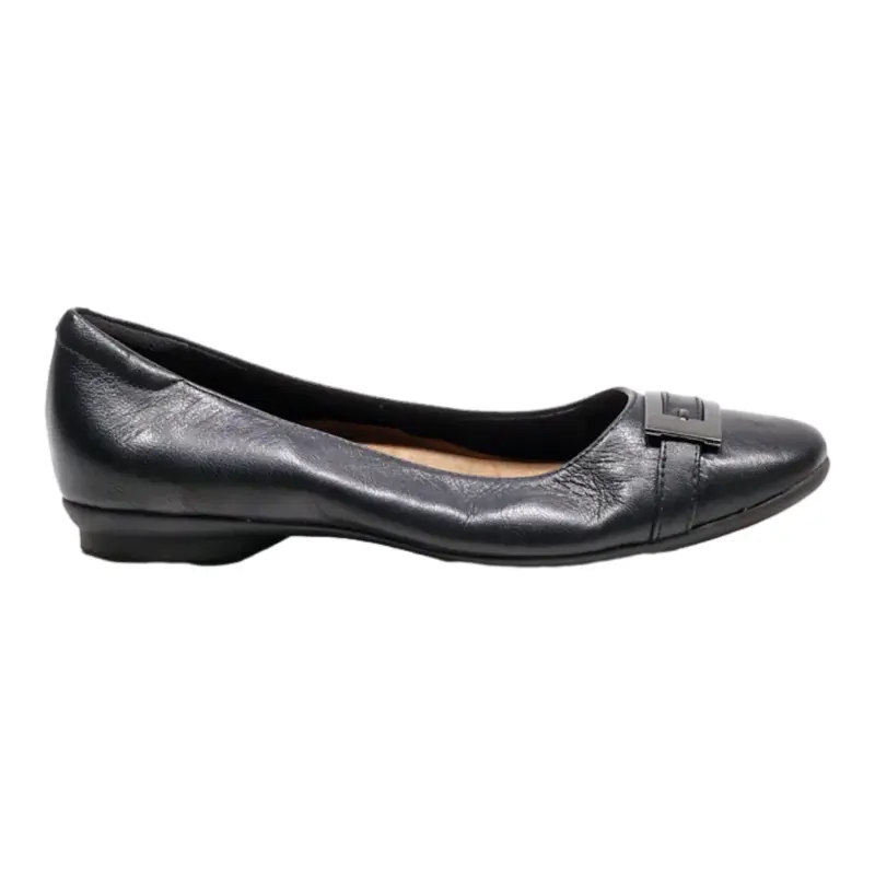 CLARKS Ballet Shoes Black Leather Womens UK 4
