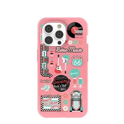 Bubblegum Pink Diner Night iPhone 14 Pro Case