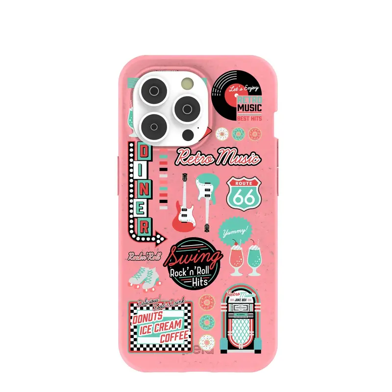 Bubblegum Pink Diner Night iPhone 14 Pro Case