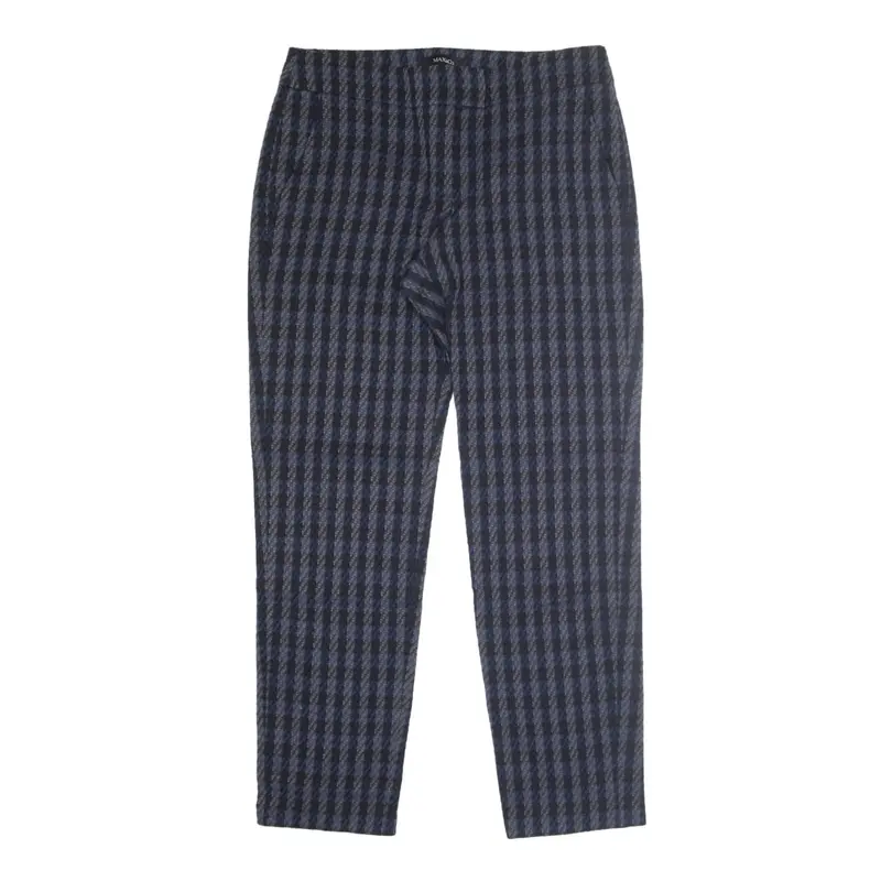 MAX & CO Checked Formal Trousers Blue Slim Straight Wool Womens W30 L28