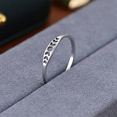 Hollow Moon Phase 304 Stainless Steel Finger Rings