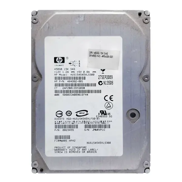 484992-001 HP 450GB 3Gb/s SAS 15000 3.5-inch 16MB Hard Drive