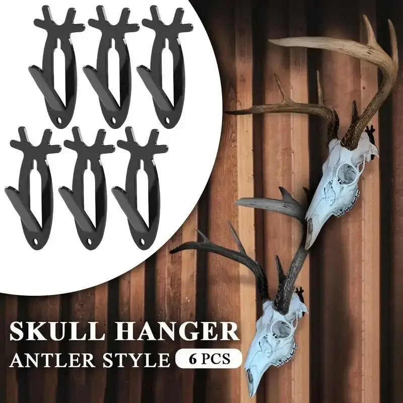 6Pcs European Mount Skull Wall Hanger Hook Deer Antelope Antler Mount Bracket Organiser Steel-20lb,European Deer Antler Style...