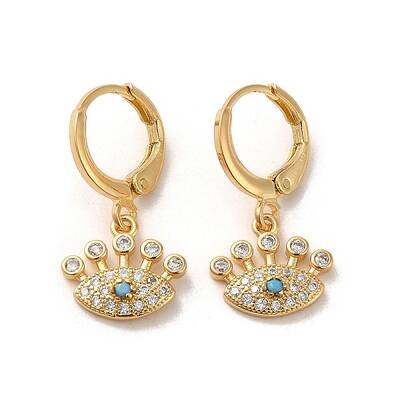 Horse Eye Brass Dangle Leverback Earrings