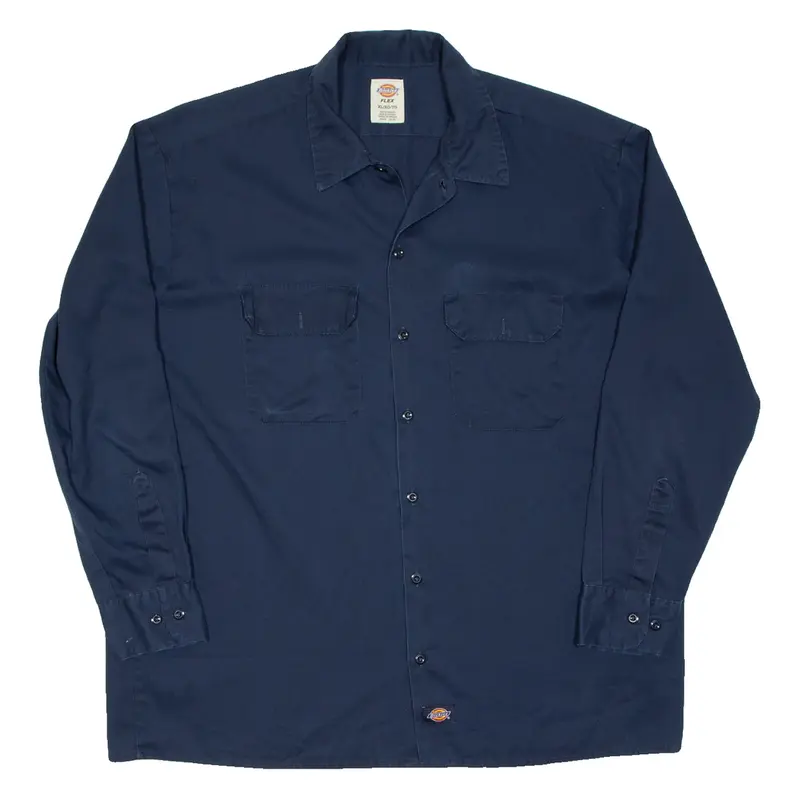 DICKIES Mens Worker Shirt Blue Long Sleeve XL