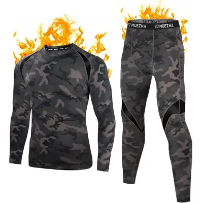 FallFreshness Muezna Men's Thermal Top & Bottom Set Underwear Long Johns Base Layer with Soft Fleece Lined Fabric for Athlet...