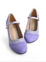 Women's Fashionable Patchwork Colorblock Mary Janes Pumps, Casual Comfortable Classy Mauve Purple Round Toe High Heel Shoes f...