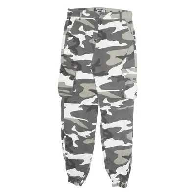 DEF Camo Cargo Mens Trousers Grey Regular Skinny W30 L30