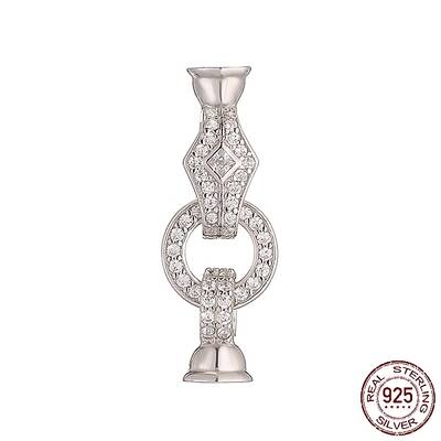Rhodium Plated 925 Sterling Silver Micro Pave Clear Cubic Zirconia Fold Over Clasps
