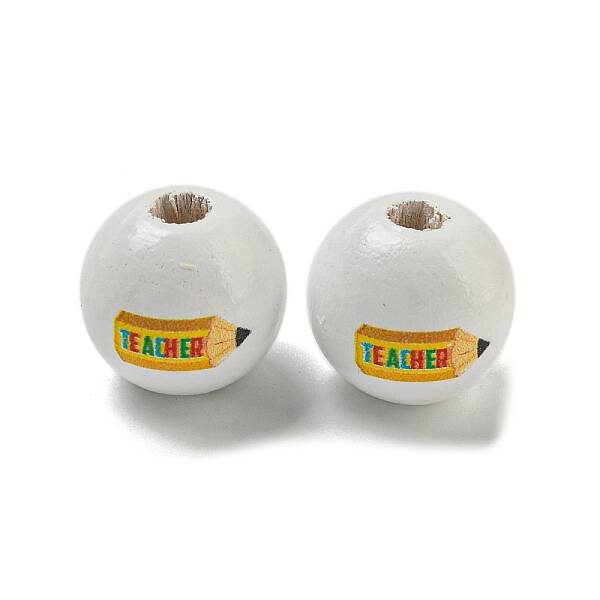 Printed Wood European Beads
