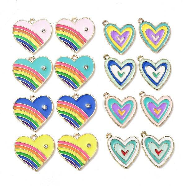 32Pcs 8 Style Alloy Enamel Pendants