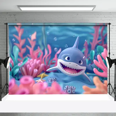 Undersea Little Shark Corals Bubble Summer Backdrop - Aperturee