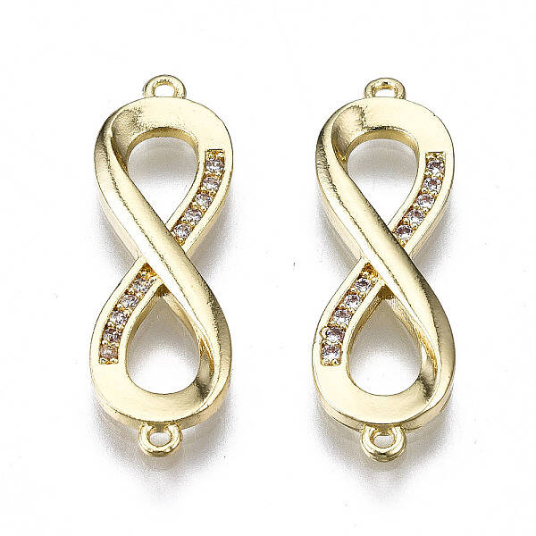 Brass Micro Pave Clear Cubic Zirconia Links Connectors