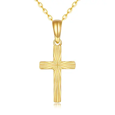 14K Gold Cross Pendant Necklace