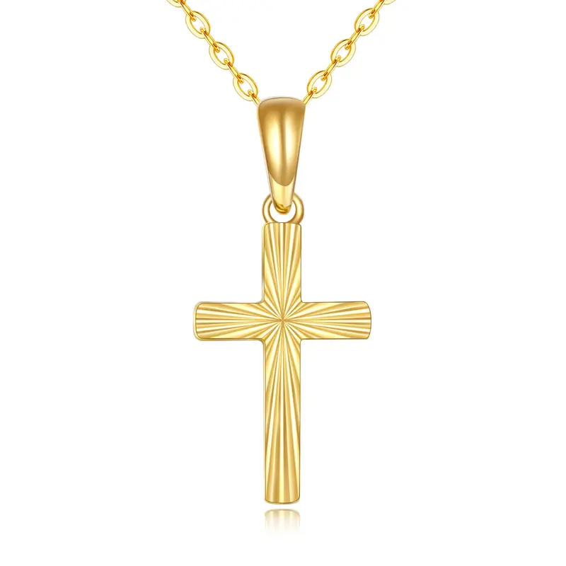 14K Gold Cross Pendant Necklace