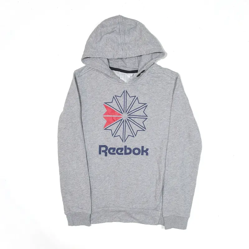 REEBOK Sports Hoodie Grey Pullover Womens XS