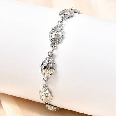 304 Stainless Steel Ladybug Link Bracelets for Women