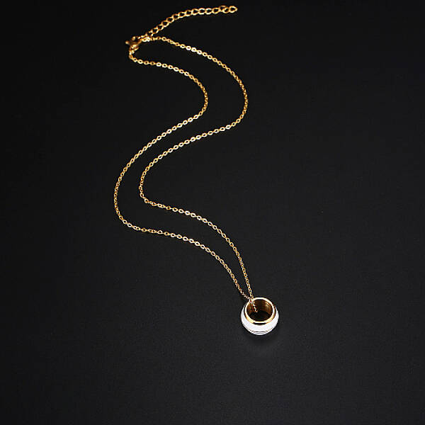 Stainless Steel Enamel Ring Pendant Necklaces for Women