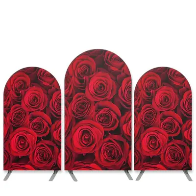 Aperturee Red Floral Theme Wedding Party Arch Backdrop Kit Banner | Round Arch Backdrop Cover | Diy Arch Backdrop Cover | Cir...