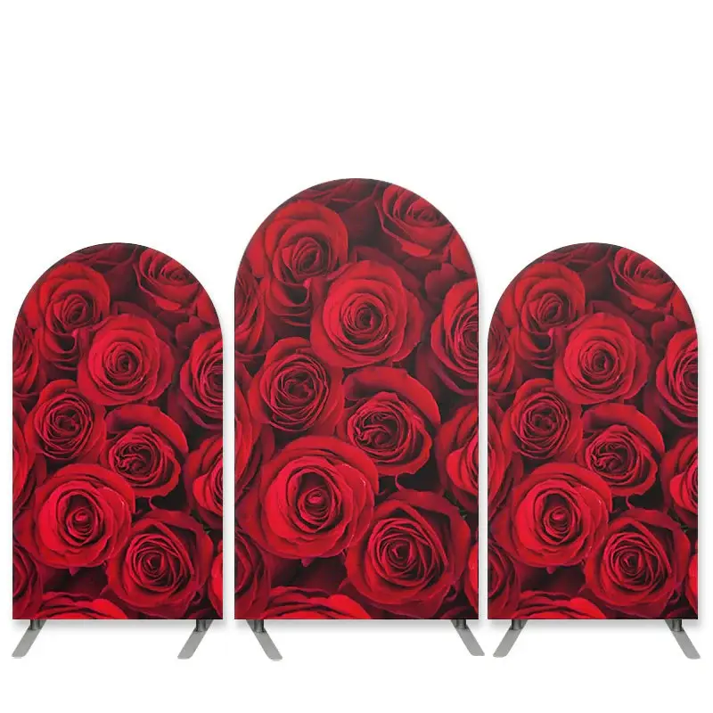 Aperturee Red Floral Theme Wedding Party Arch Backdrop Kit Banner | Round Arch Backdrop Cover | Diy Arch Backdrop Cover | Cir...