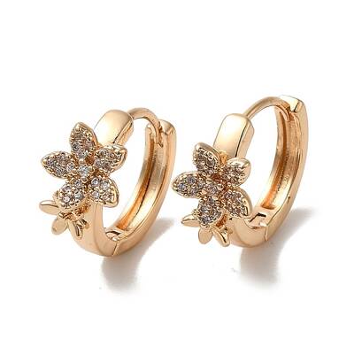 Brass Micro Pave Cubic Zirconia Hoop Earrings